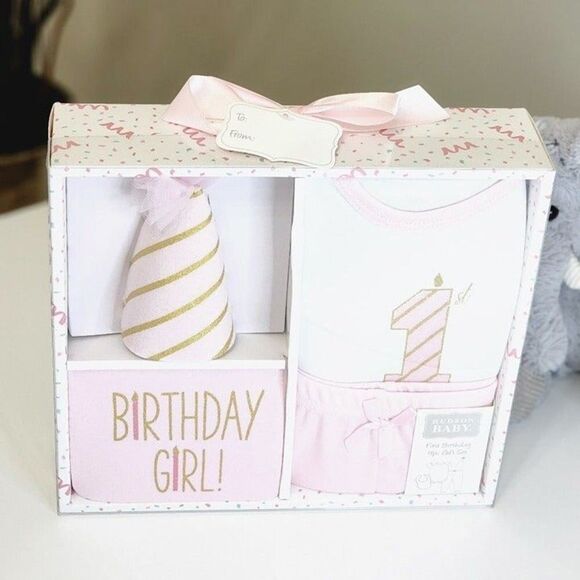 NEW! Girls HUDSON BABY First Birthday 4pc /BIRTHDAY GIRL/ Gift Set - Picture 3 of 7